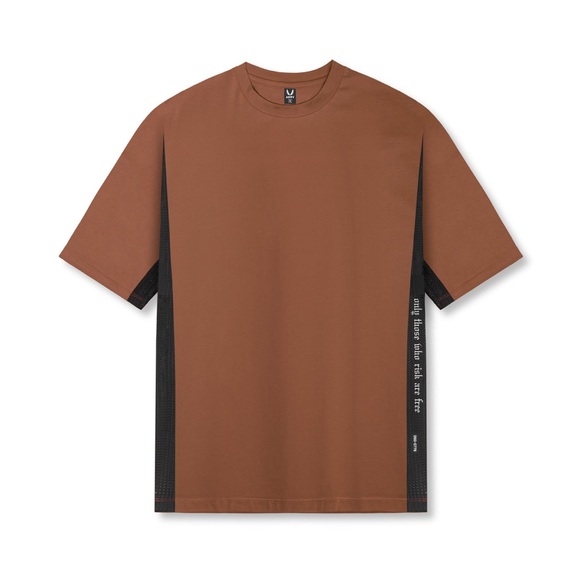 ASRV 0779. SUPIMA® MESH PANEL OVERSIZED TEE - RUST - Picture 1 of 4